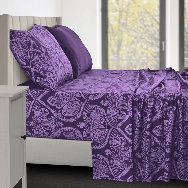 Lux Decor Collection Bed Sheets - Brushed Microfiber Paisley Sheet Set