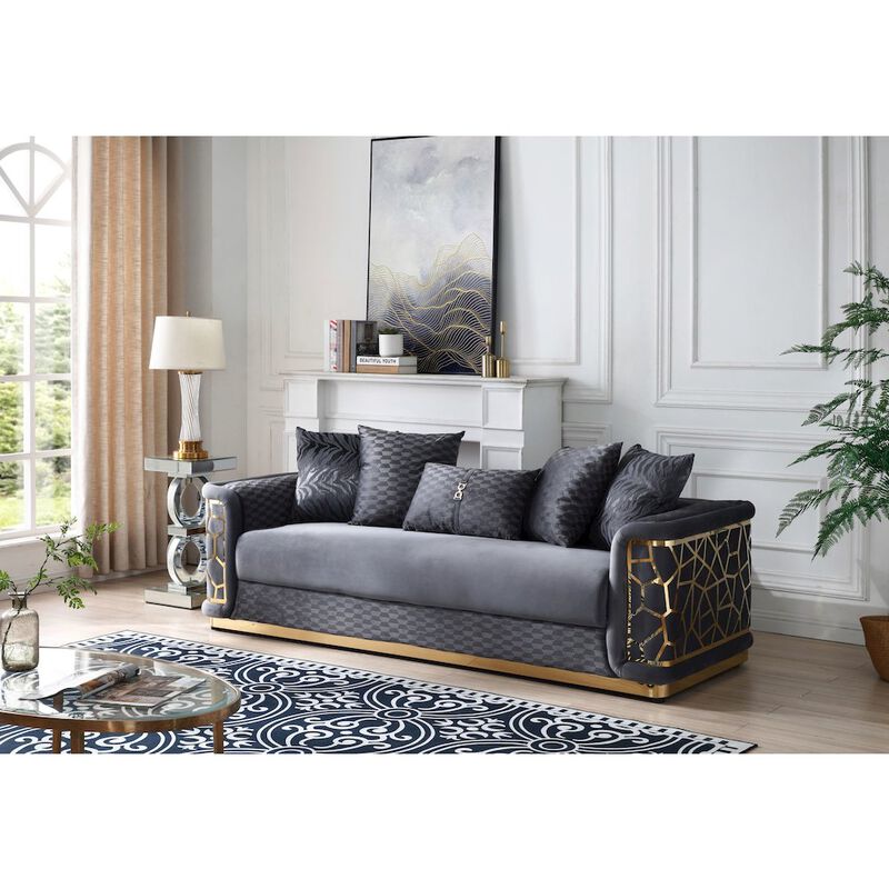 Glory Furniture Talia Sofa in Dark Gray Color