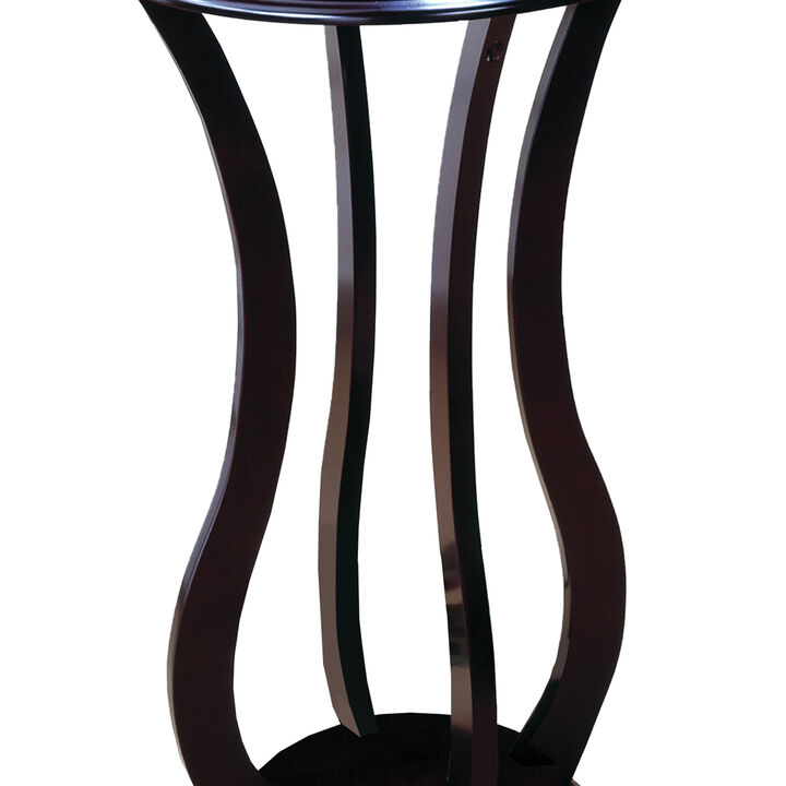 Contemporary Plant Stand With Bottom Storage Shelf, Brown-Benzara
