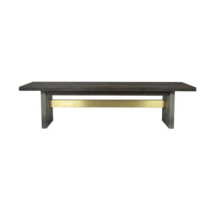 Cid Coe 71 Inch Modern Dining Bench, Wood Seat, Concrete Base, Gray-Benzara