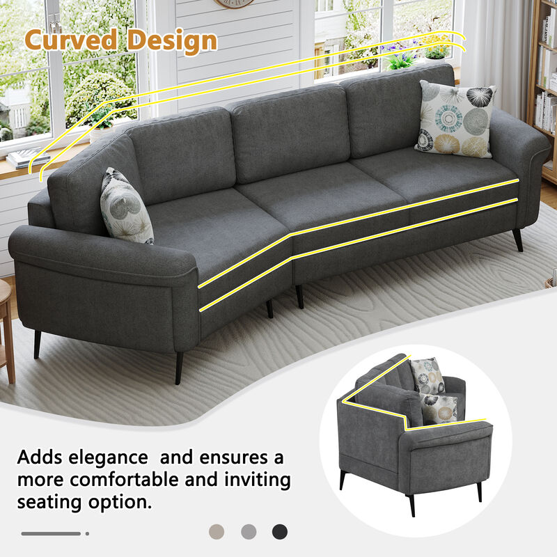Merax Upholstered 3-seater Sofa Curved Sofa Couch