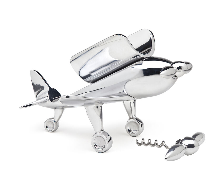 Airplane Wine Bottle Holder with Corkscrew