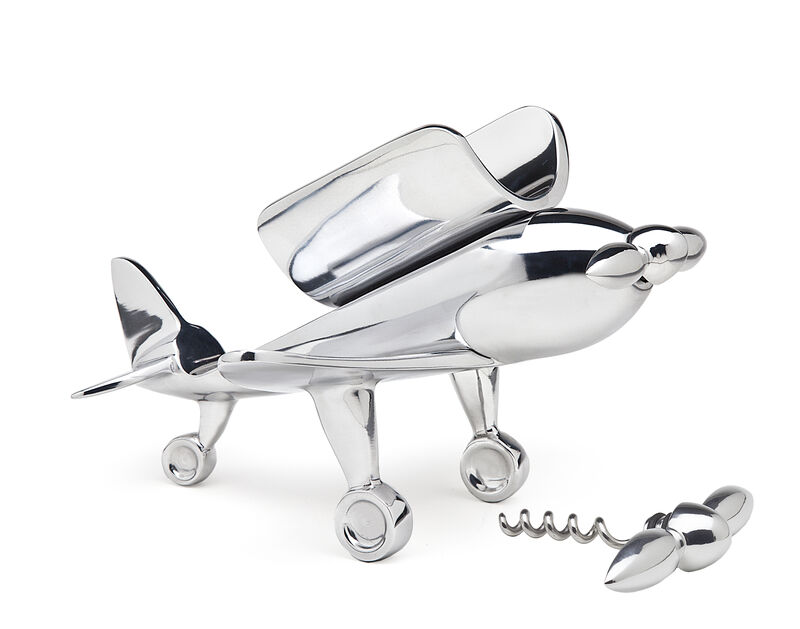 Airplane Wine Bottle Holder with Corkscrew