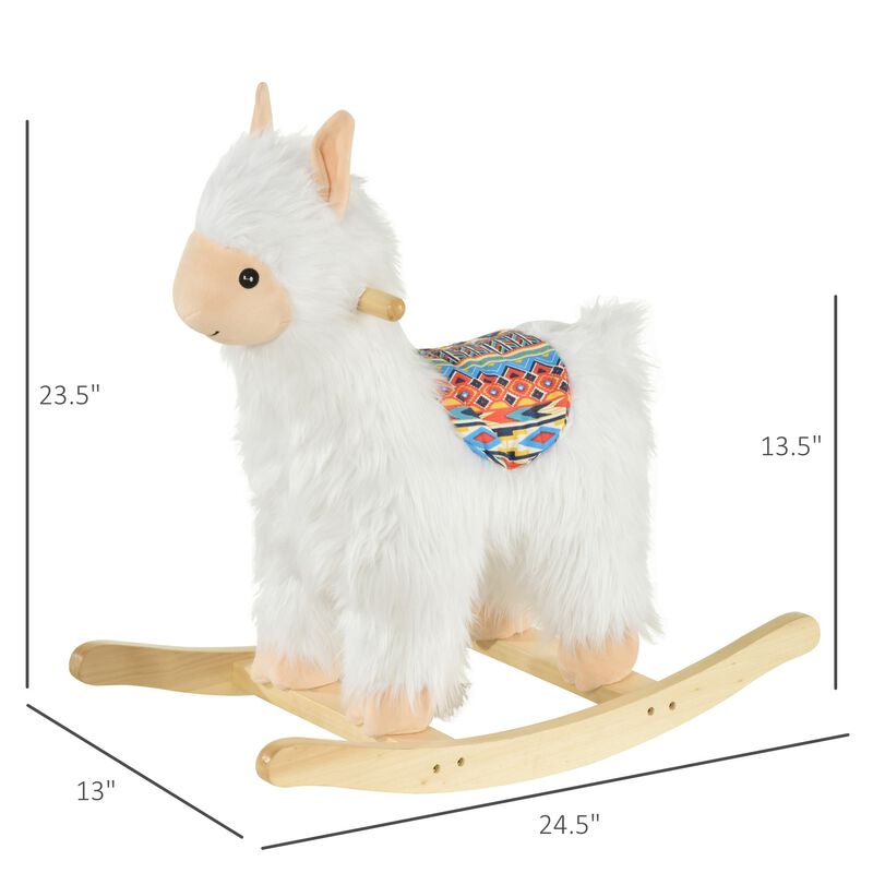 White Llama Rocker: Kids' Ride-On Toy with Handle for 18-36 Months