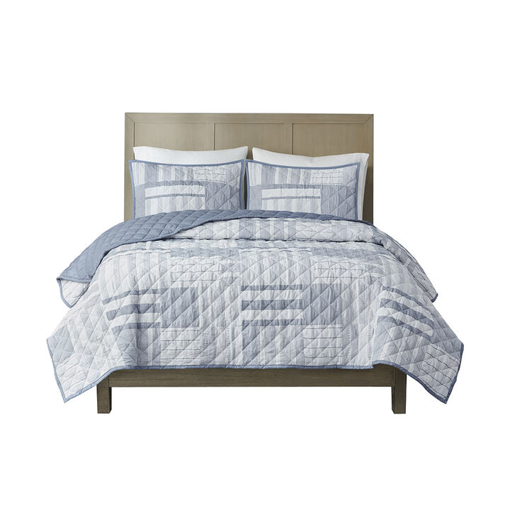 Gracie Mills Fletcher 3 Piece Jacquard Patchwork Quilt Set