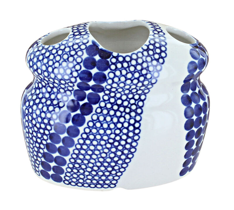 Blue Rose Polish Pottery Colbalt Toothbrush Holder
