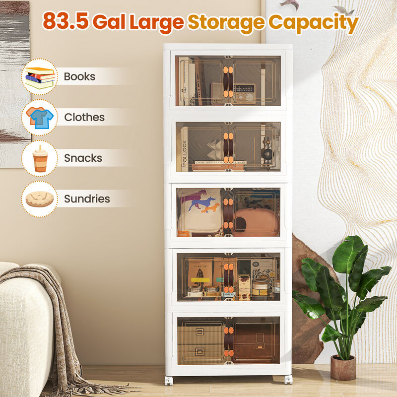 Stackable Storage Bins with 2 Lockable Wheels