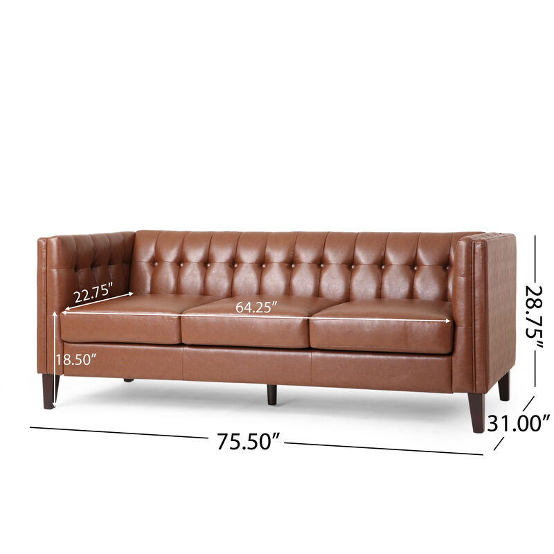Merax 3-seat PU Sofa with Tufted Back