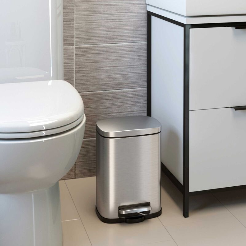 iTouchless 13.2 Gallon and 1.32 Gallon Kitchen and Bathroom SoftStep Step Pedal Trash Cans Combo Pack