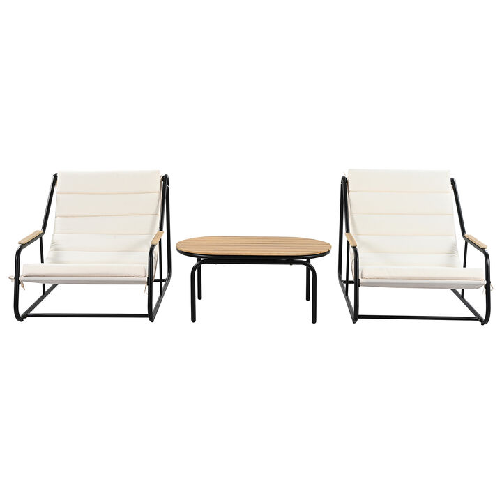 Merax Outdoor Chaise Lounge Chairs ans 1 Side Table