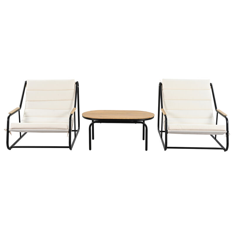 Merax Outdoor Chaise Lounge Chairs ans 1 Side Table