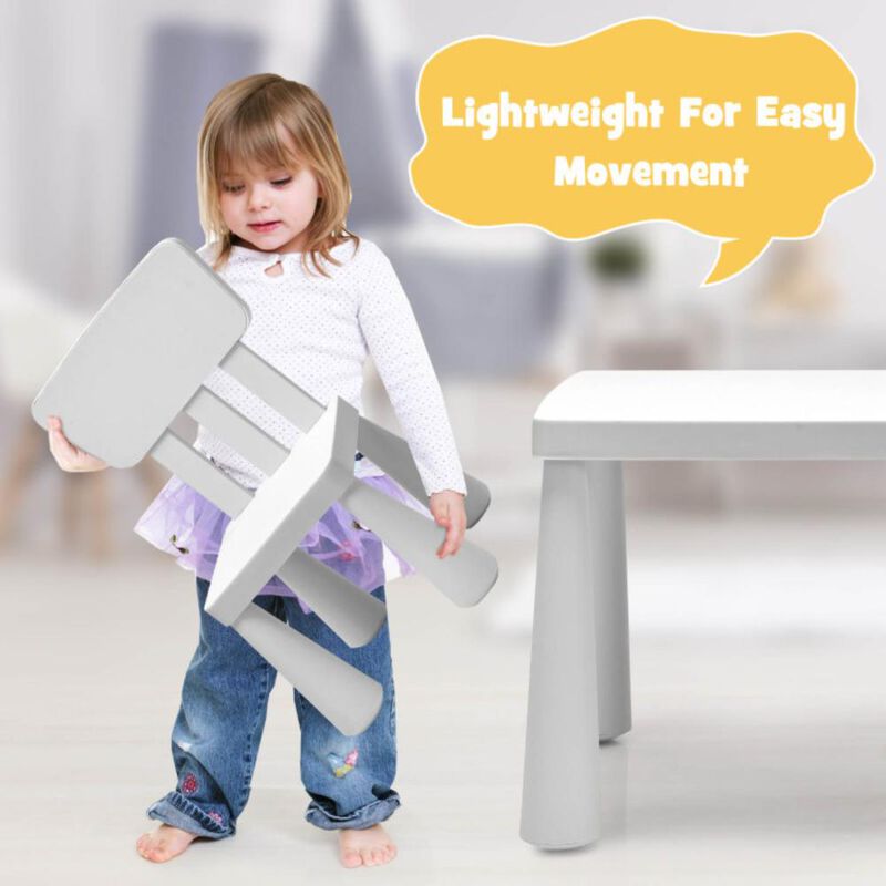 Hivvago 3 Pieces Toddler Multi Activity Play Dining Study Kids Table and Chair Set