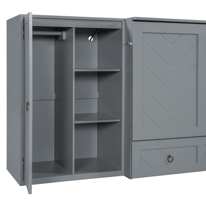 Merax Murphy Bed with USB Port and Wardrobe