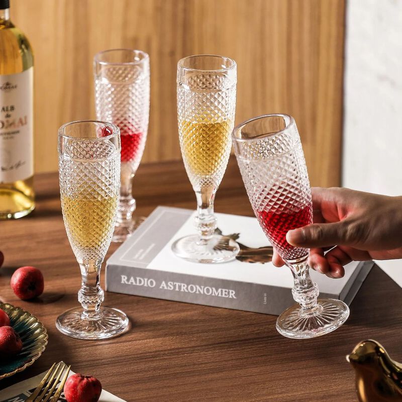 Hivvago Chroma Clear Champagne Flutes Glass (5.1 oz. set of 6)