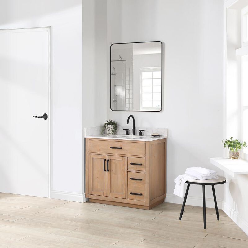 Altair 36 Single Bathroom Vanity in Light Brown without Mirror