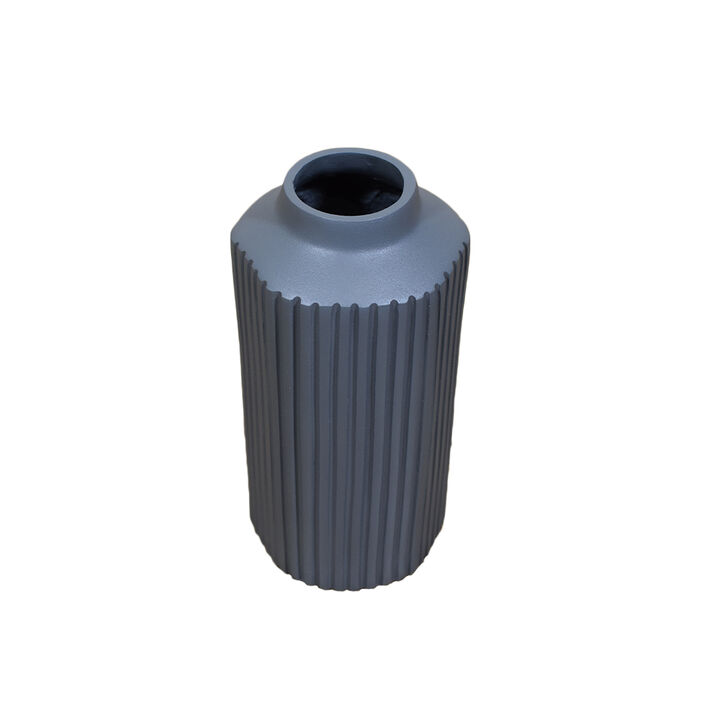 Handmade Aluminium Geometric Gray Cylinder Vase For Indoor & Outdoor Use BBH Homes