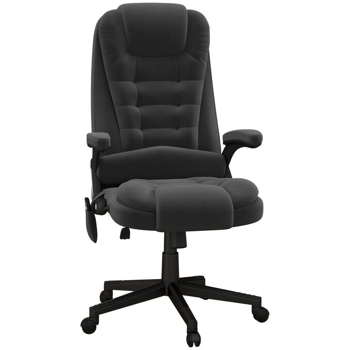 Black 6-Point Heated Massage Chair: Linen, High Back, Reclining