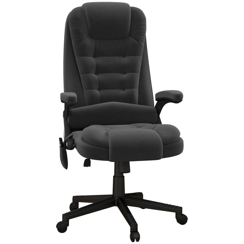 Black 6-Point Heated Massage Chair: Linen, High Back, Reclining