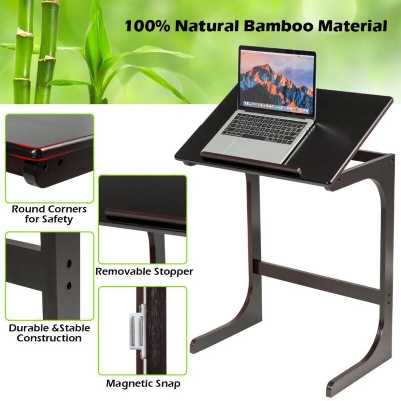Hivvago Adjustable C-Shape Couch End Table wth Tilting Top