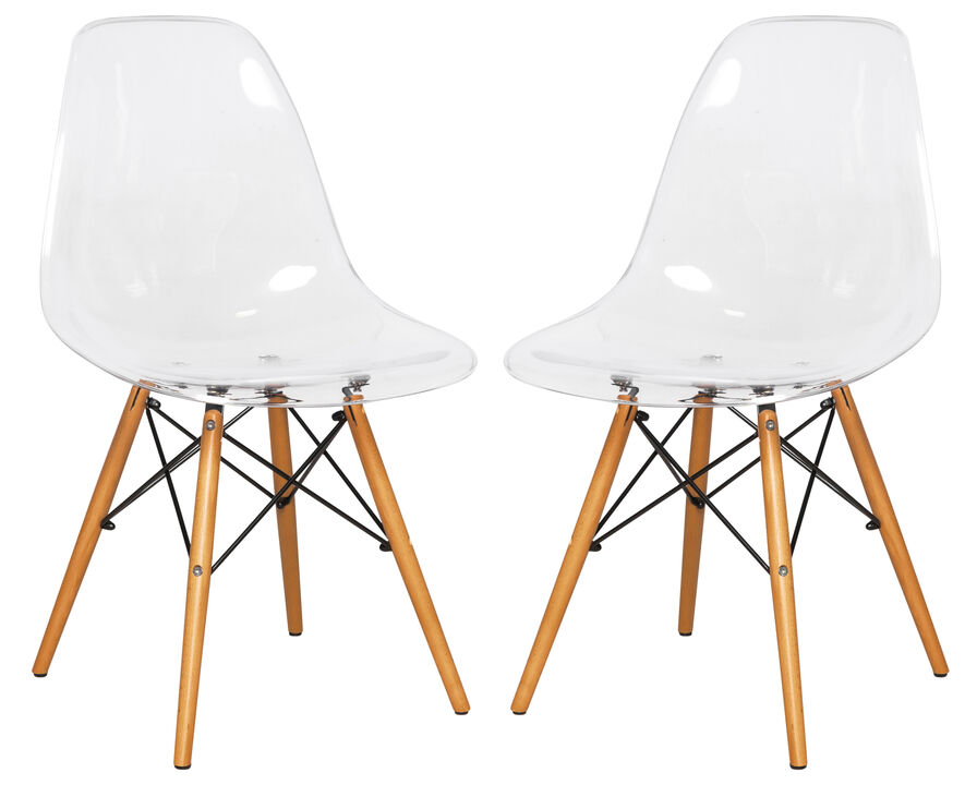 LeisureMod Dover Plastic Molded Dining Side Chair, Set of 2