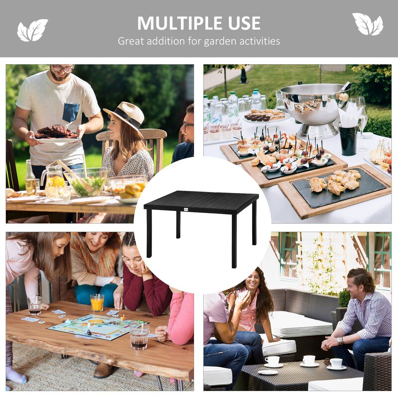 Black Outdoor Dining: Rectangular Aluminum Patio Table for 6