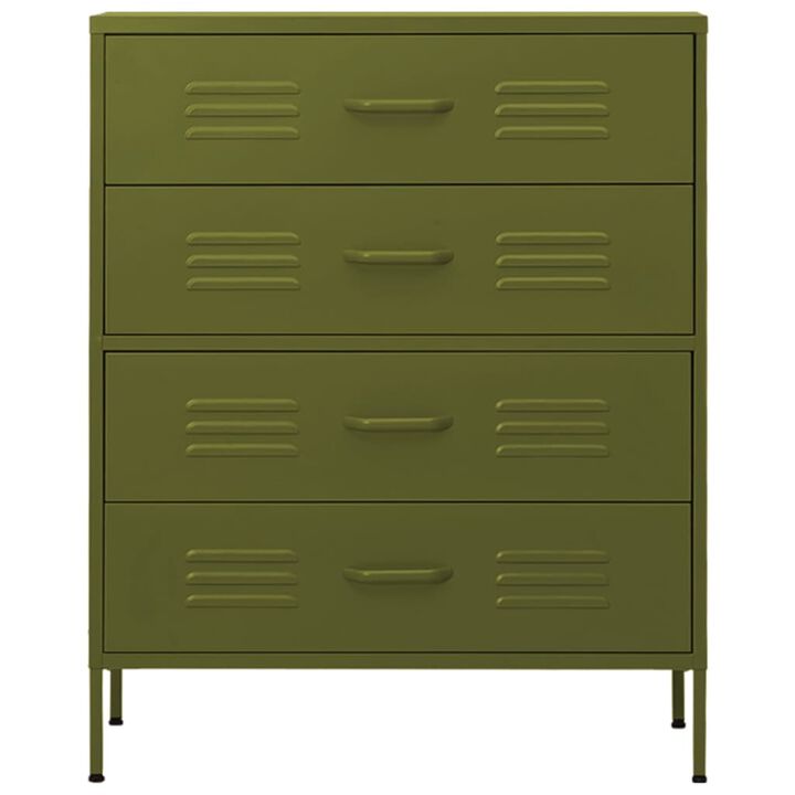 vidaXL Chest of Drawers Olive Green 31.5"x13.8"x40" Steel