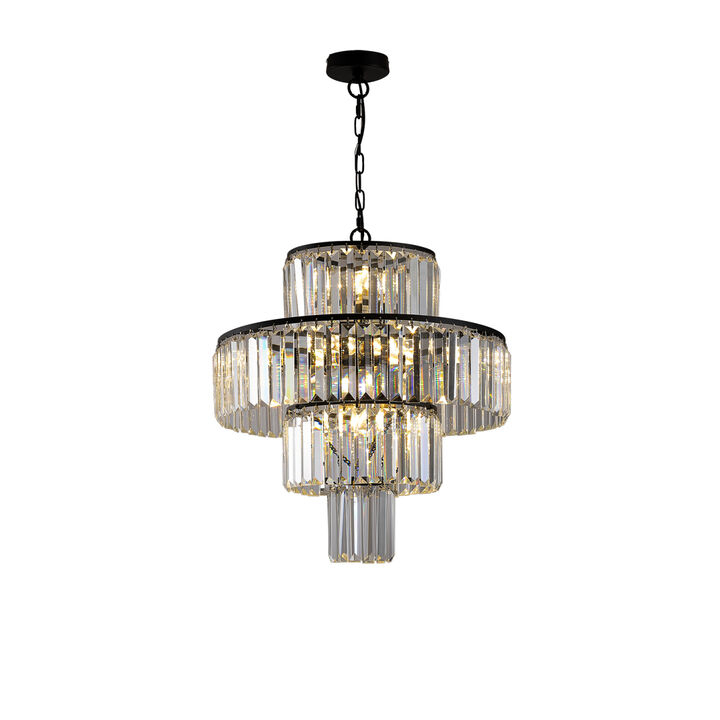 Luxury Black Crystal Chandelier - Dia 19.7 Inch