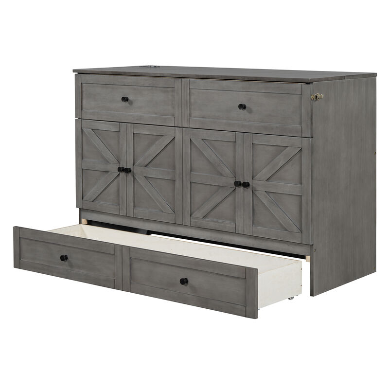 Merax Murphy Bed with Drawer and USB Ports