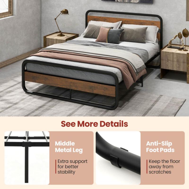 Hivvago Arc Platform Bed with Headboard and Footboard