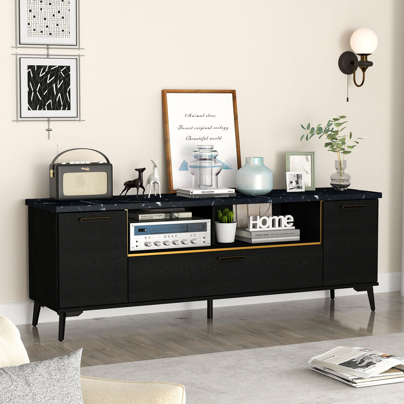 TV Stand with Flip Door Cabinet for TVs with Convenient Storage and Stylish Design