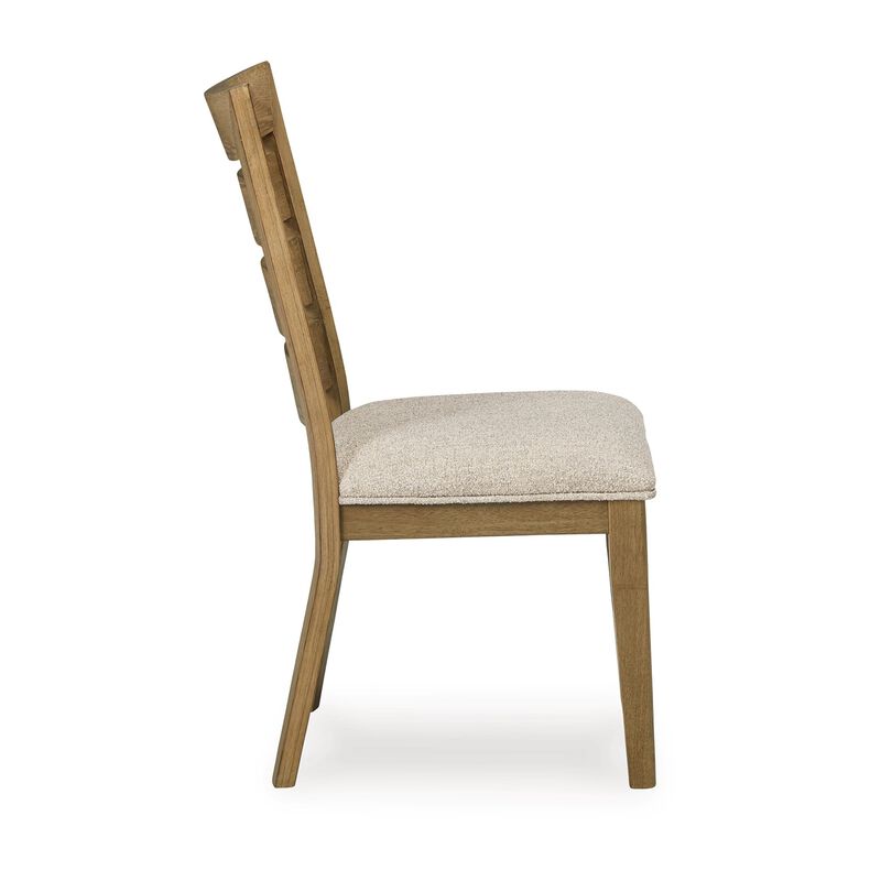 Sili 24 Inch Dining Chair Set of 2, Cushioned, Curved Ladder Back, Brown - Benzara
