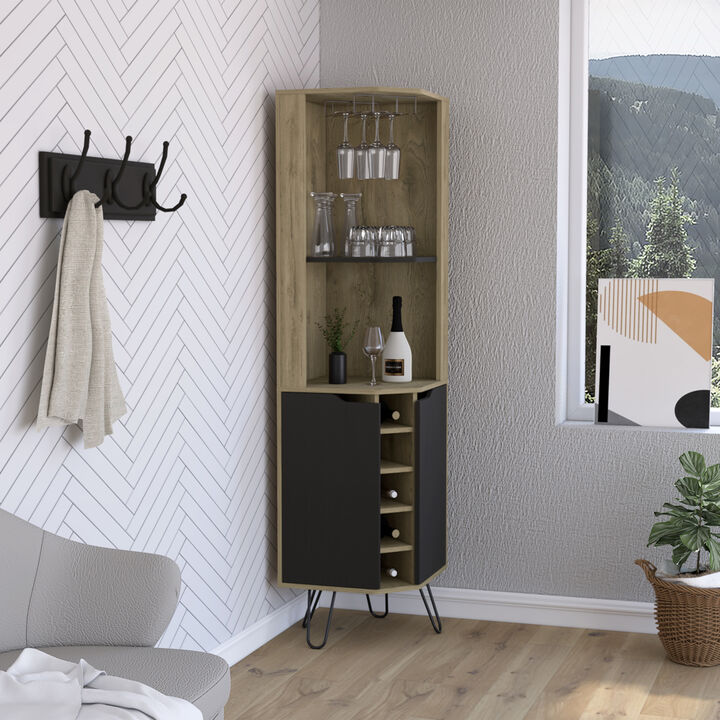 Corner Bar Cabinet Leverkusen, Living Room, Aged Oak / Black