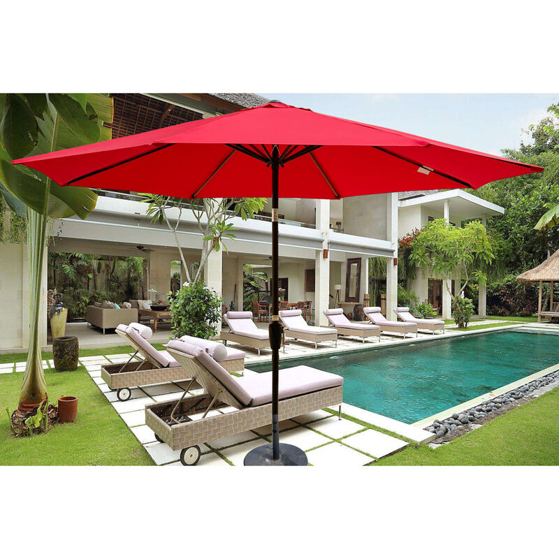 10FT Outdoor Patio Umbrella, Red, Tilt, Crank