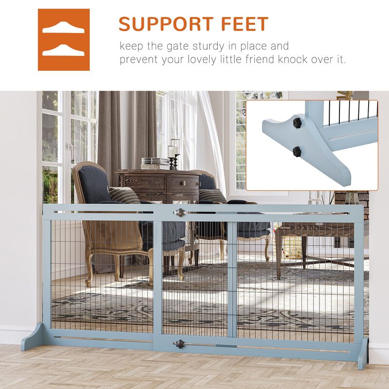 Blue Gray Pet Barrier: 72"W x 27.25"H Freestanding Adjustable Gate