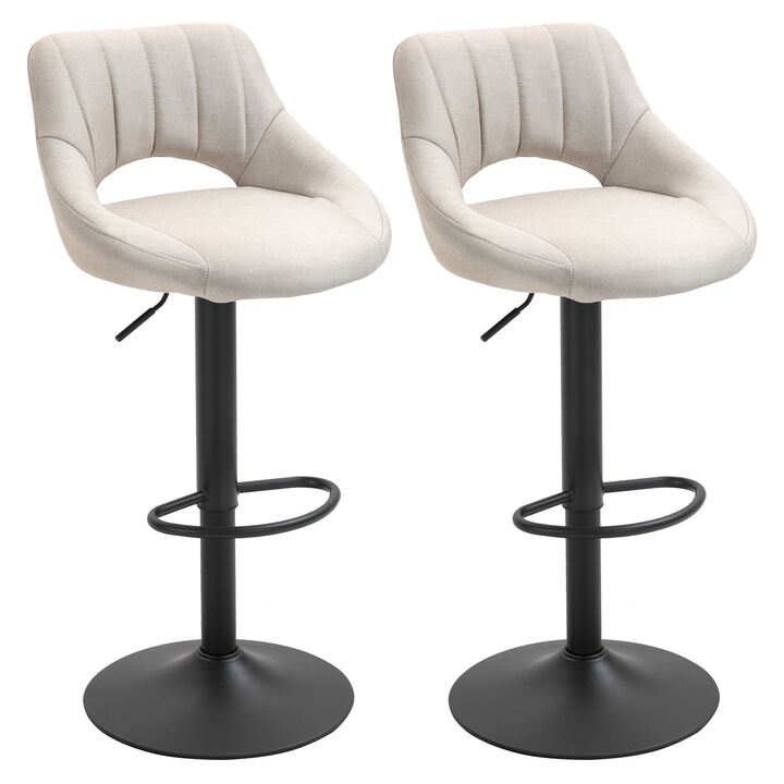 Cream White Perches: Set of 2 Adjustable Swivel Bar Stools