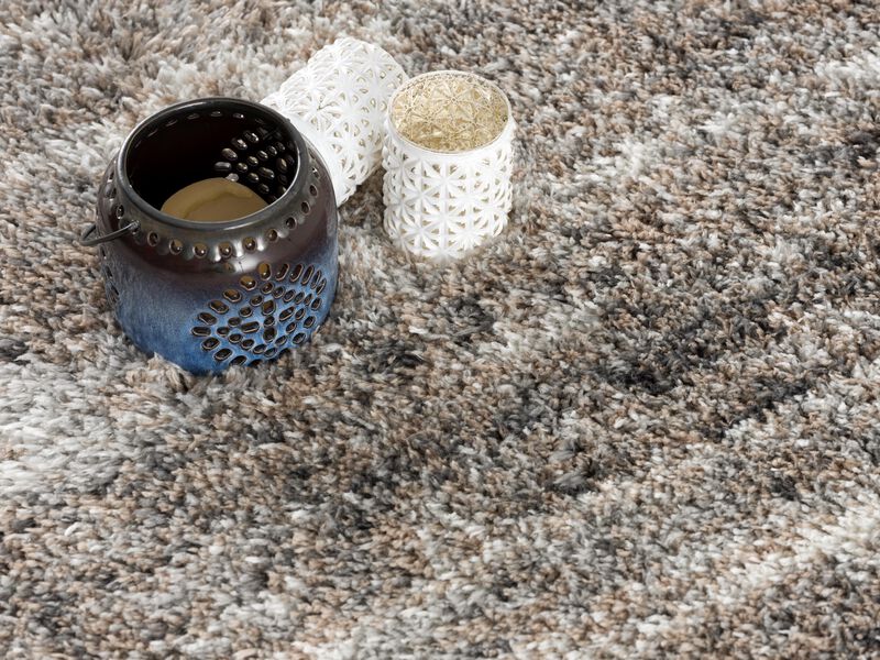 Retro Contemporary Scandinavian Shag Beige Brown Indoor Area Rug