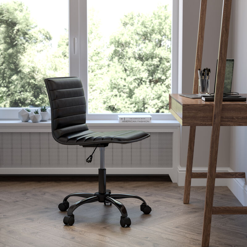 Alan Low Back Designer Armless Ribbed Swivel Task Office Chair
