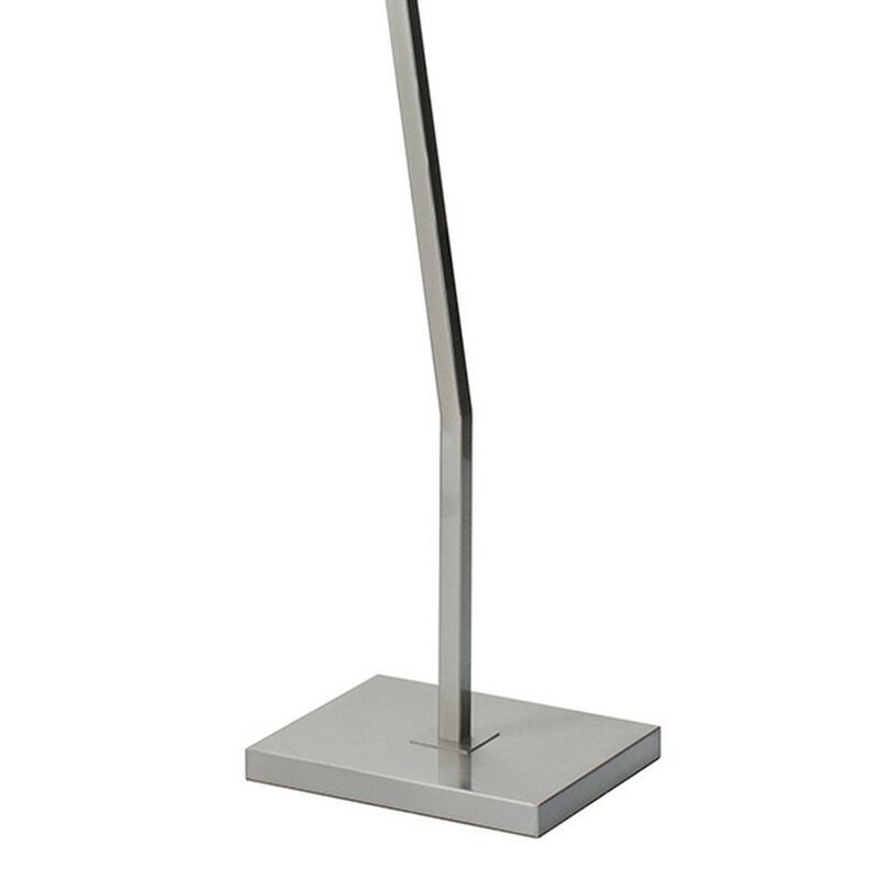 60 Inch Floor Lamp, 3 Dome Glass Shades, Accent Square Metal Base, Nickel-Benzara