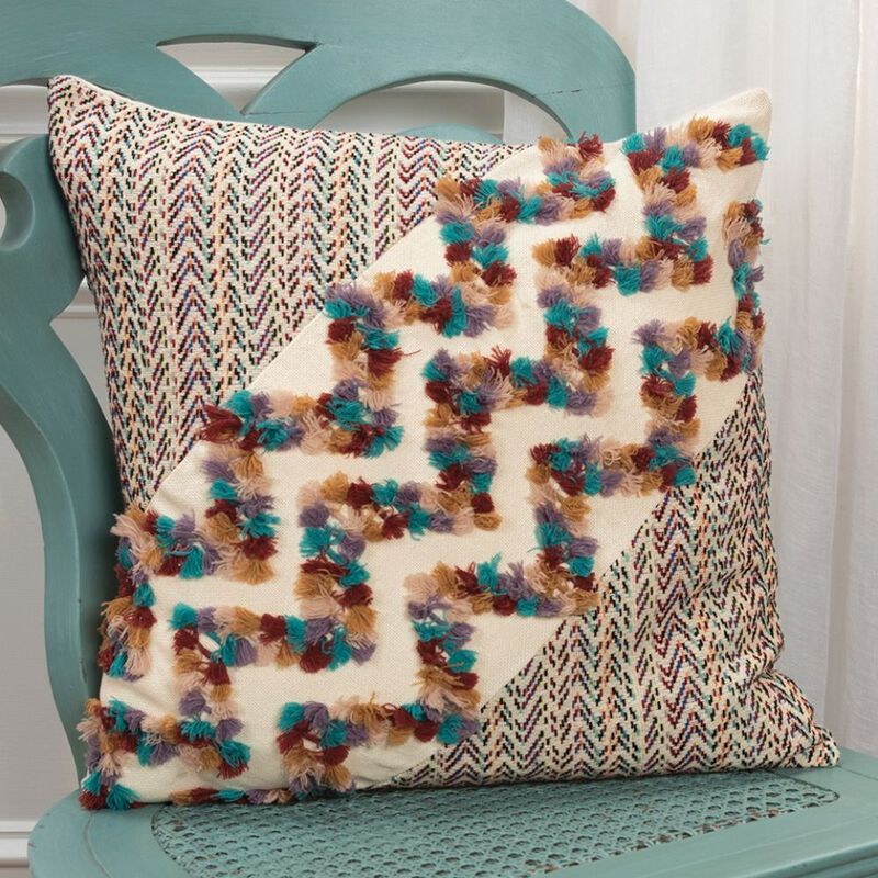 Hivvago Multicolored Chevron Diagonal Panel Throw Pillow