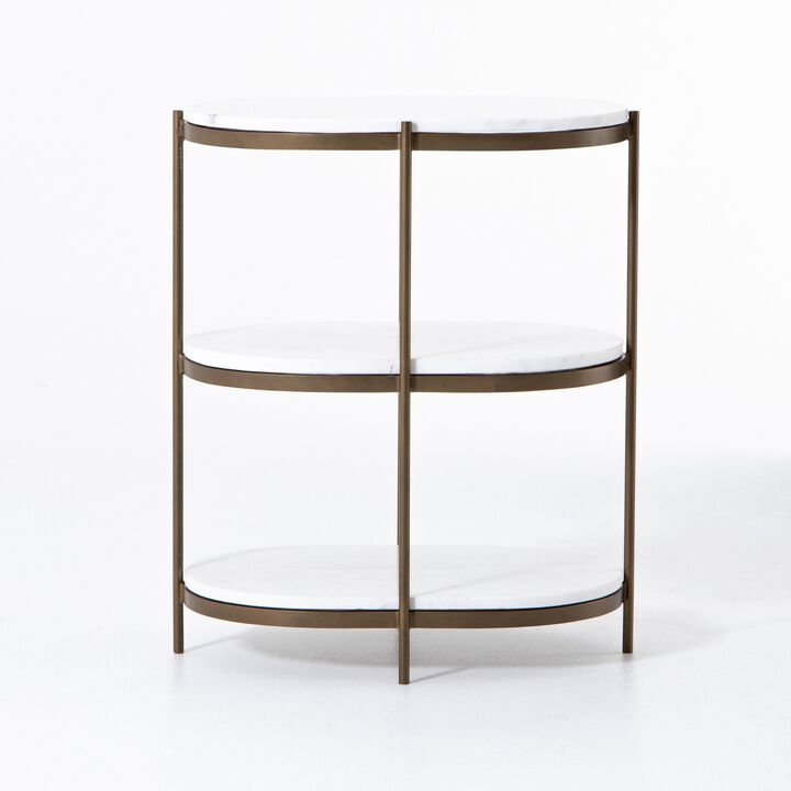 Felix Oval Nightstand in Antique Brass