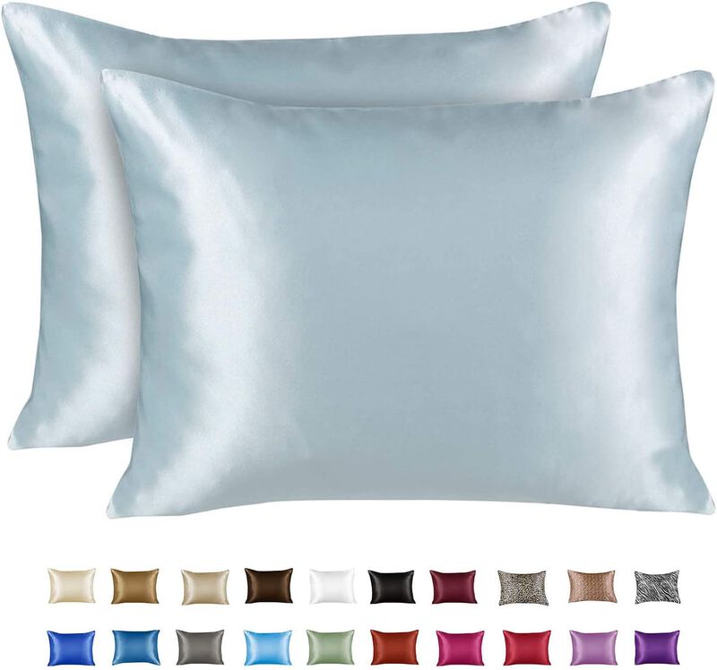 Satin Pillow Case with Zipper - Luxury Pillow Cover (Pillowcase Set of 2)