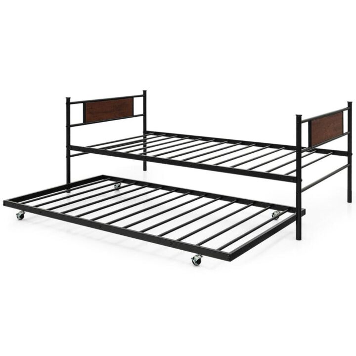 Hivvago Twin Size 2-In-1 Daybed Frame with Pullout Trundle