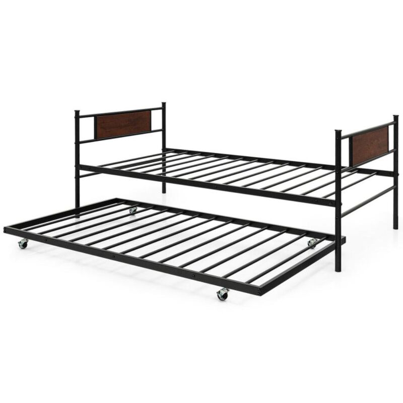 Hivvago Twin Size 2-In-1 Daybed Frame with Pullout Trundle