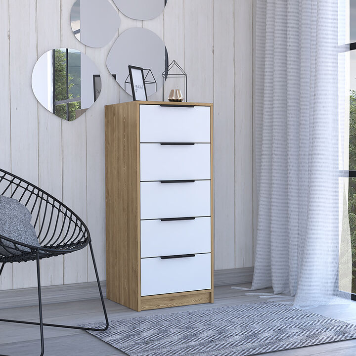 5 Drawers Dresser Maryland, Bedroom, White / Pine