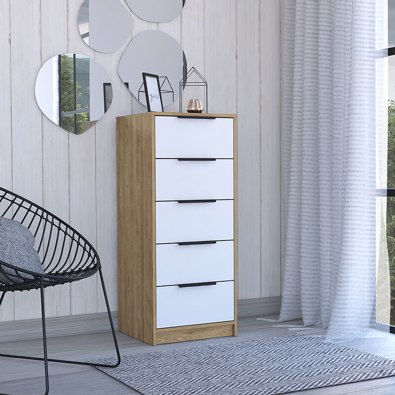 5 Drawers Dresser Maryland, Bedroom, White / Pine