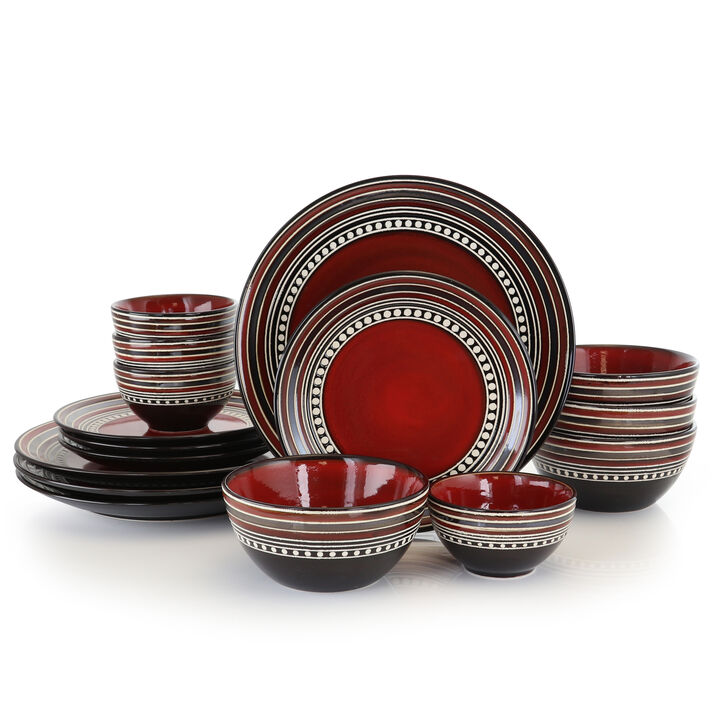 Gibson Elite CafÃ© Versailles 16 Piece Double Bowl Dinnerware Set - Red
