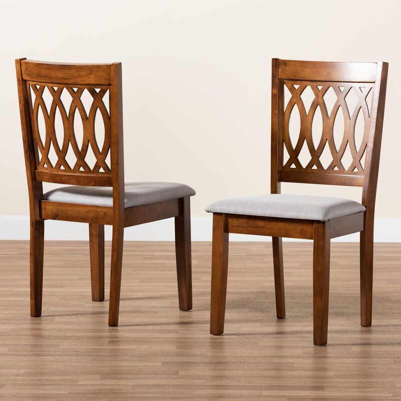 Baxton Studio Florencia Grey Fabric and Walnut Brown Finished Wood 2-Piece Dining Chair Set