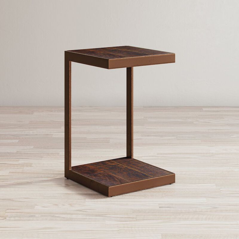 Jofran Global Archive Distressed Acacia and Stainless Steel C Table