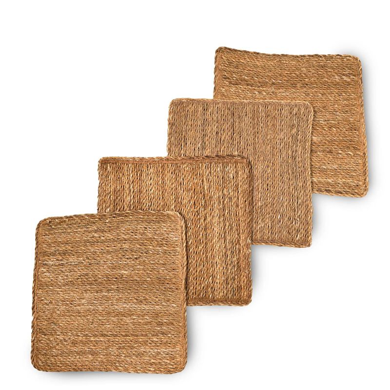 Plain Minimalistic Square Natural Seagrass Placemat  (Set of 4)