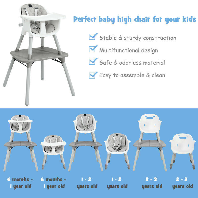 4-in-1 Baby Convertible Toddler Table Chair Set with PU Cushion